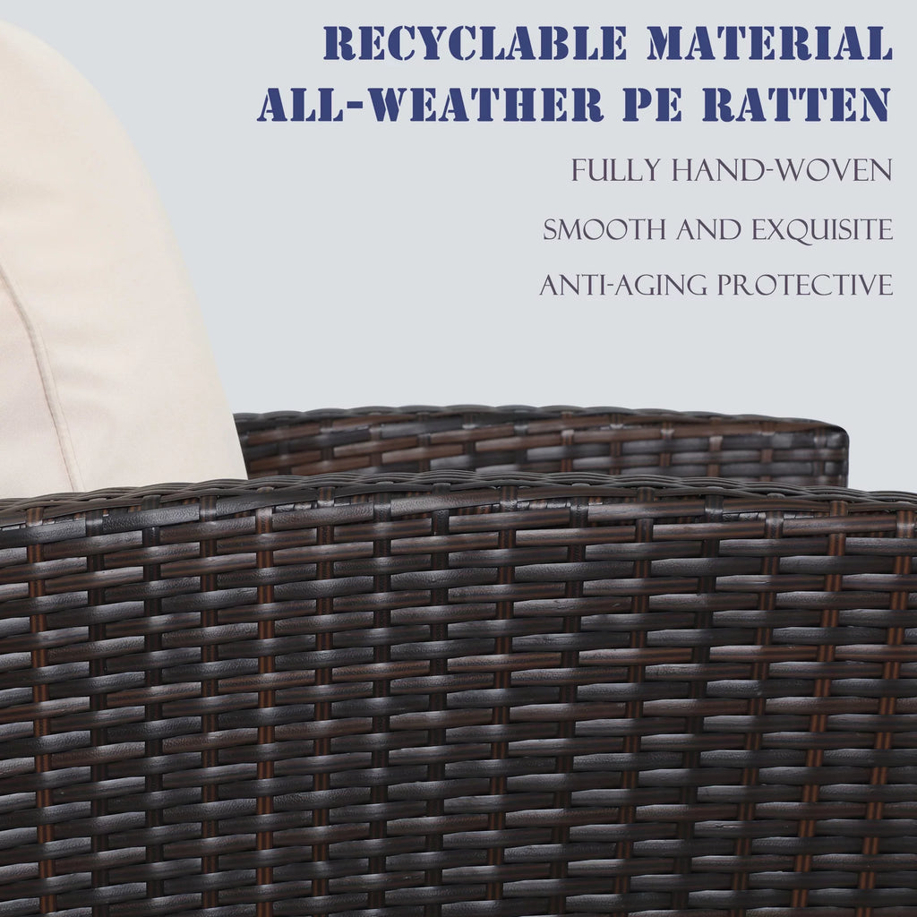 4 Pcs Brown Wicker Rattan Patio Furniture Set with Coffee Table B880917