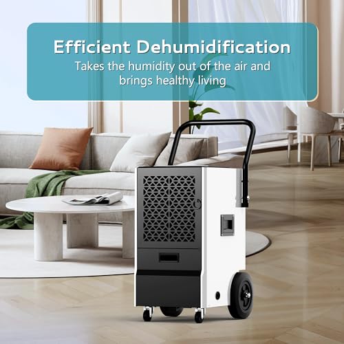 160 Pints Commercial Dehumidifier with Drain Hose, Timer and 4 Wheels I50043