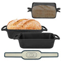 9x5-inch Cast Iron Bread Pan with Lid and 2 Bread Mats E542