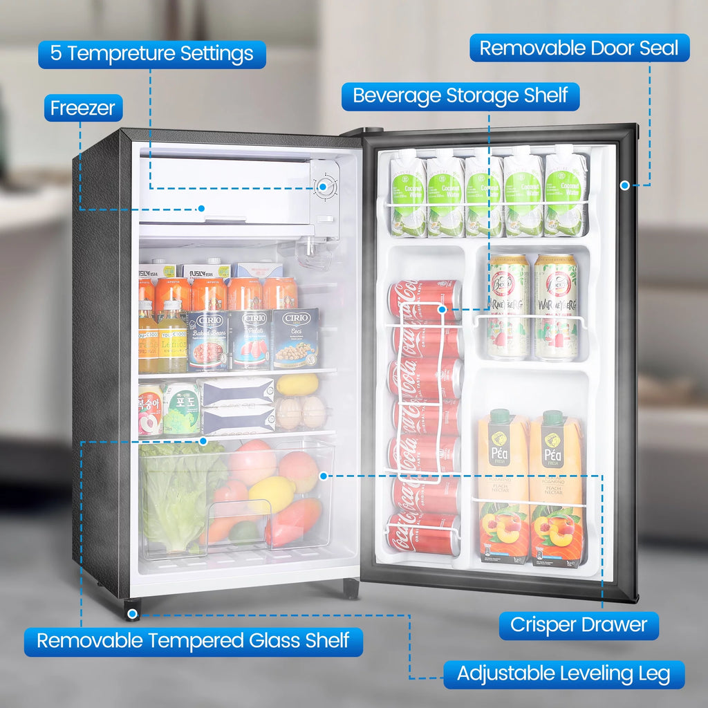 3.2 Cu ft Single Door Mini Fridge, Black H323232