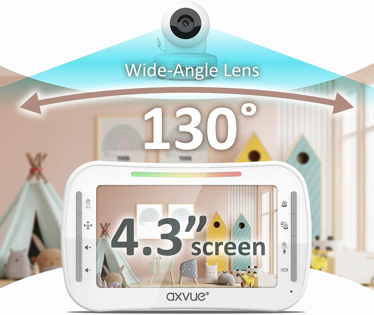 Video Baby Monitor with Pan-Tilt-Zoom Camera and 4.3 LCD Screen W5084