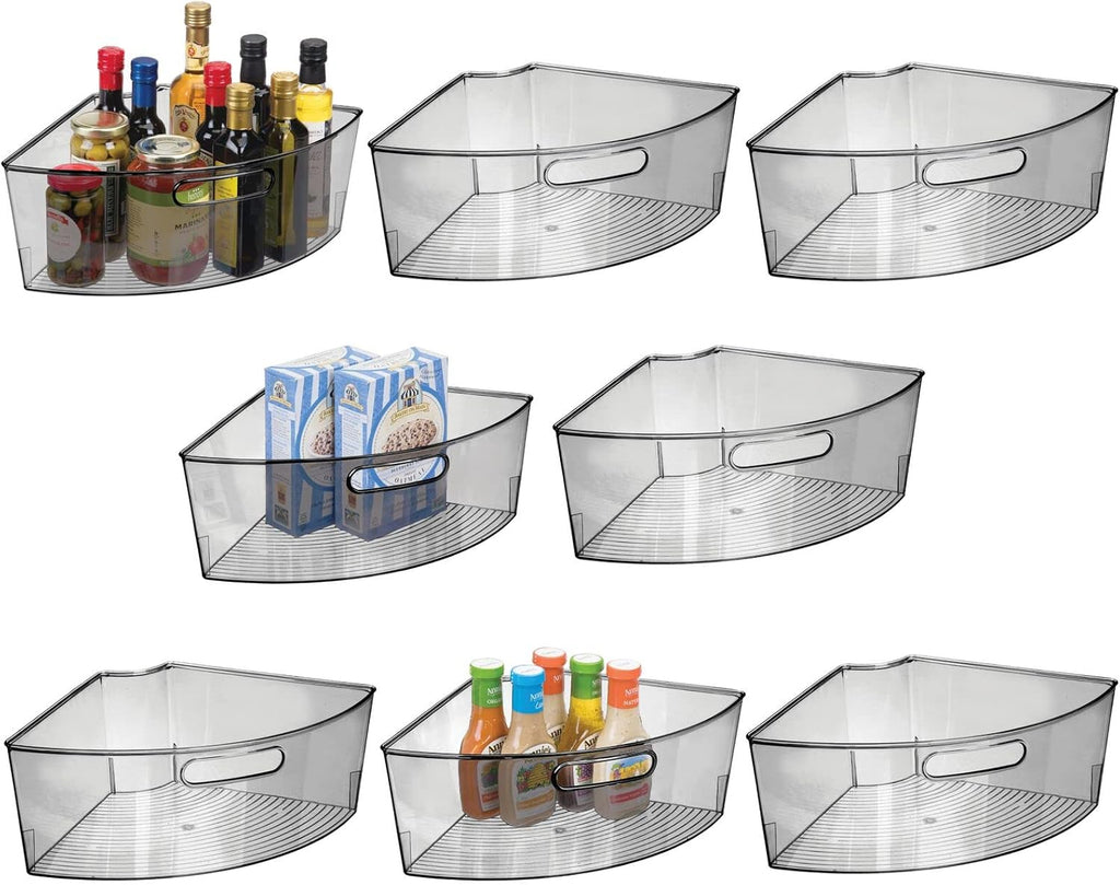 Plastic Lazy Susan Storage Turntable Organizer Bins 8 Pack Smoke Gray Y1073