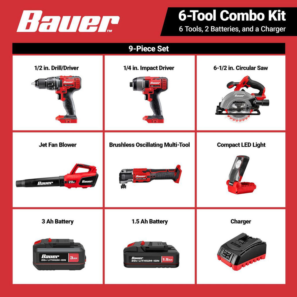 20V Cordless 6-Tool Combo Kit with Battery and Charger U7426