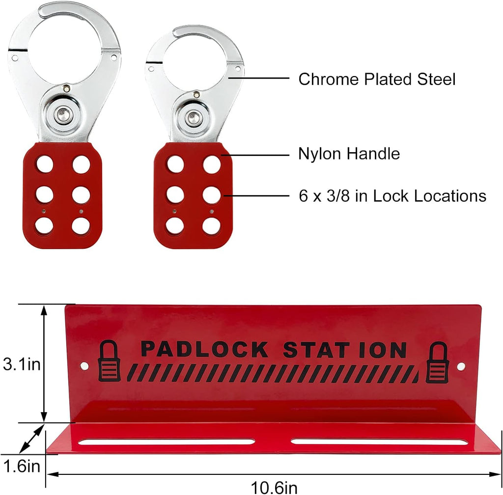 Lockout Tagout Station with 10 Padlocks, 2 Hasps, 20 Tags S3869