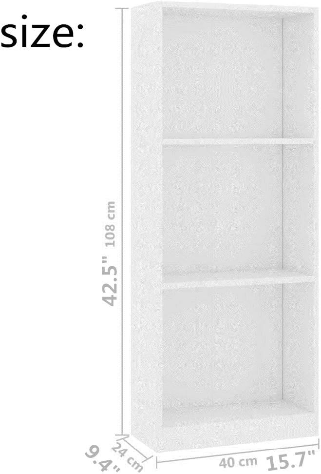 3-Tier White Chipboard Bookcase L891144