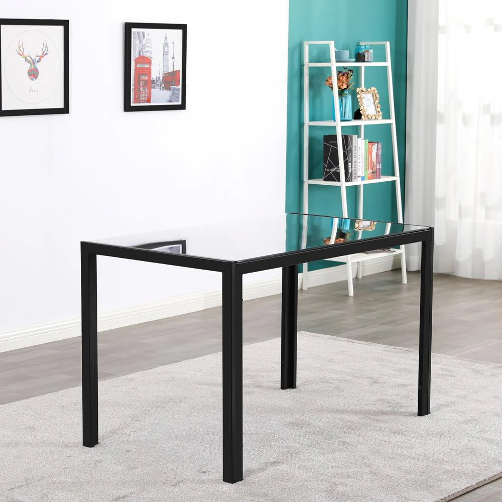 7 Piece Glass Metal Dining Set with 6 Chairs V762