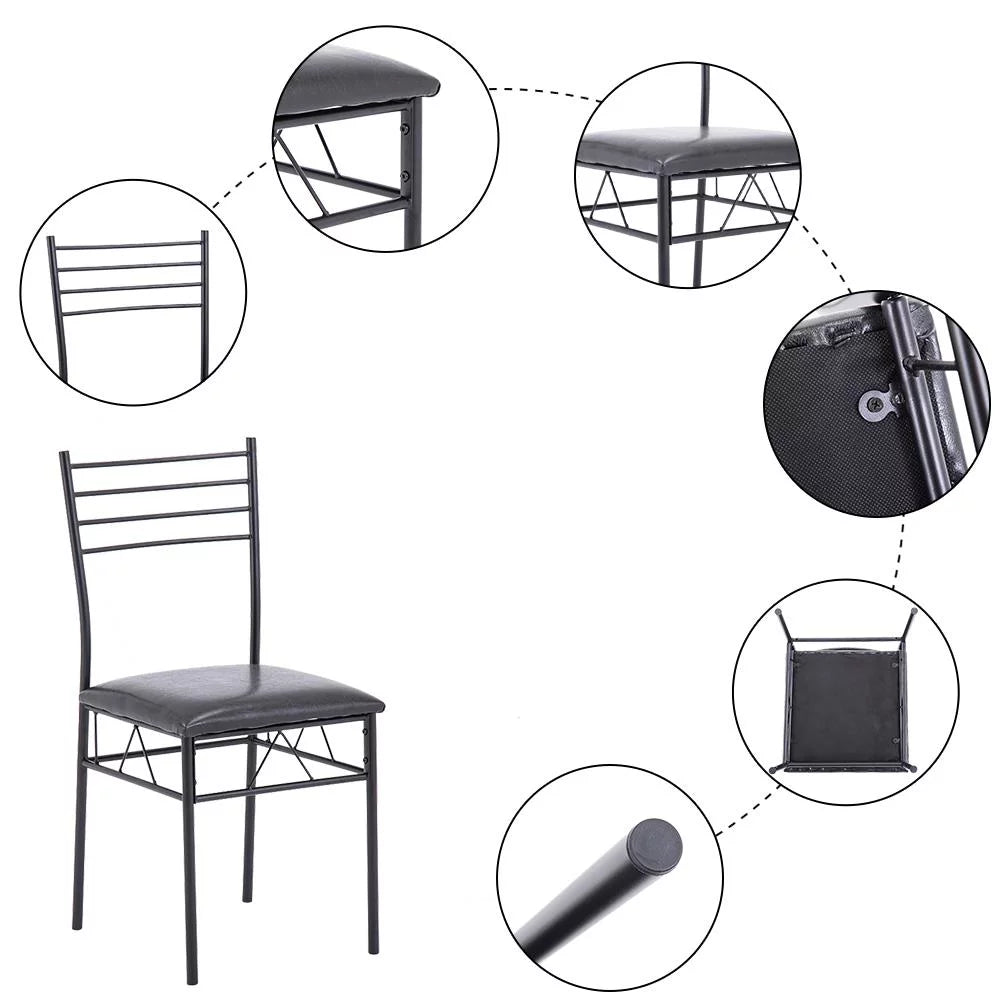 5 Piece Glass Dining Set with Metal Frame H539