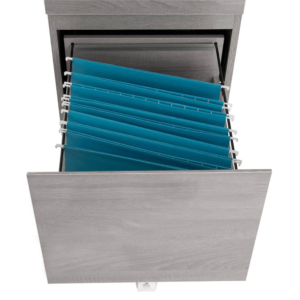 White Two Drawer Vertical Filing Cabinet with Lock L66440