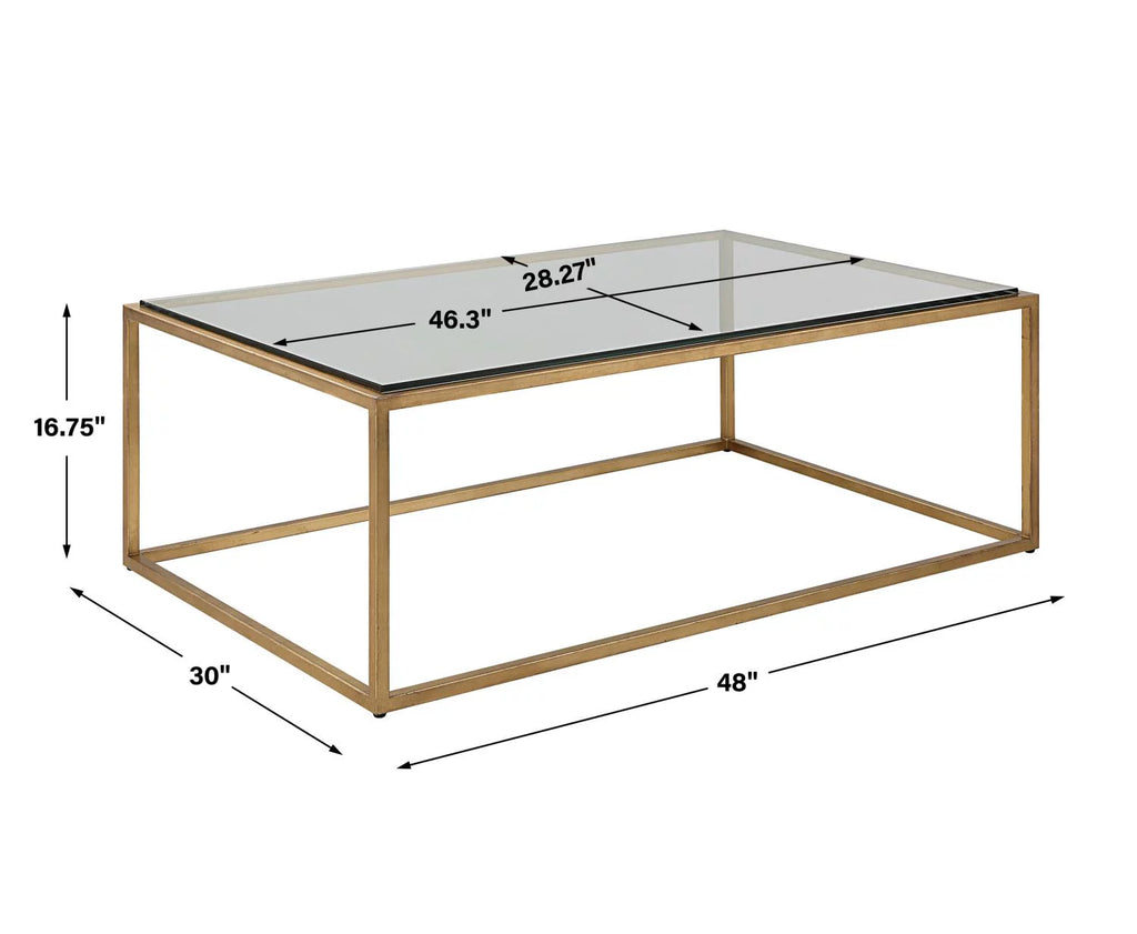 48" Iron and Tempered Glass Coffee Table T15569