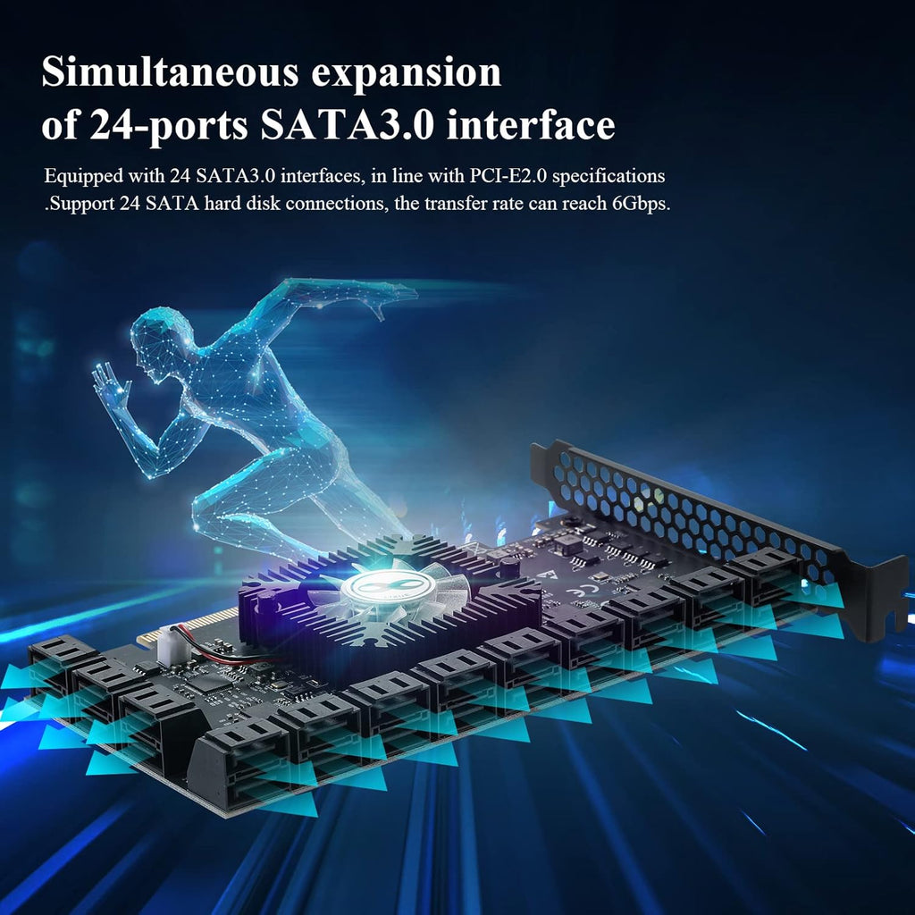 PCIE 16X 24 Ports SATA 3.0 Expansion Card J22746