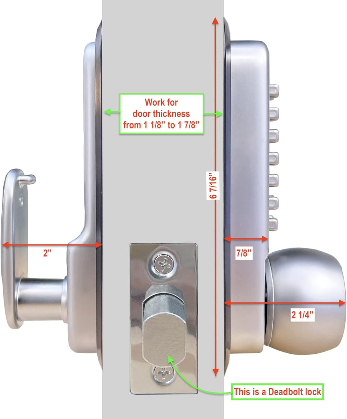Mechanical Deadbolt Door Lock Chrome U31785