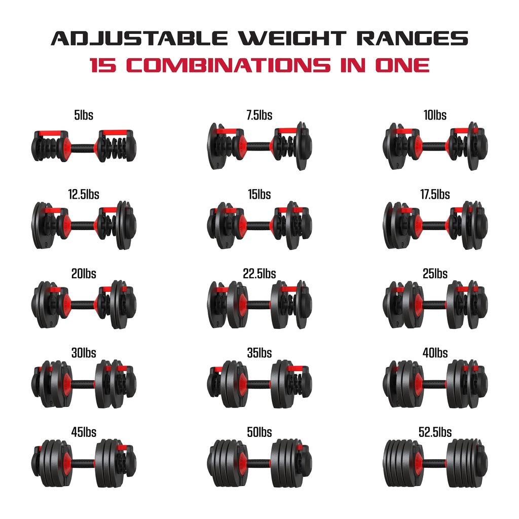 Adjustable Dumbbell 5-52.5 lbs Black Q752771
