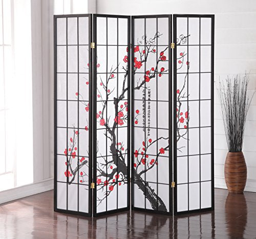 Black 4-Panel Room Divider B8859