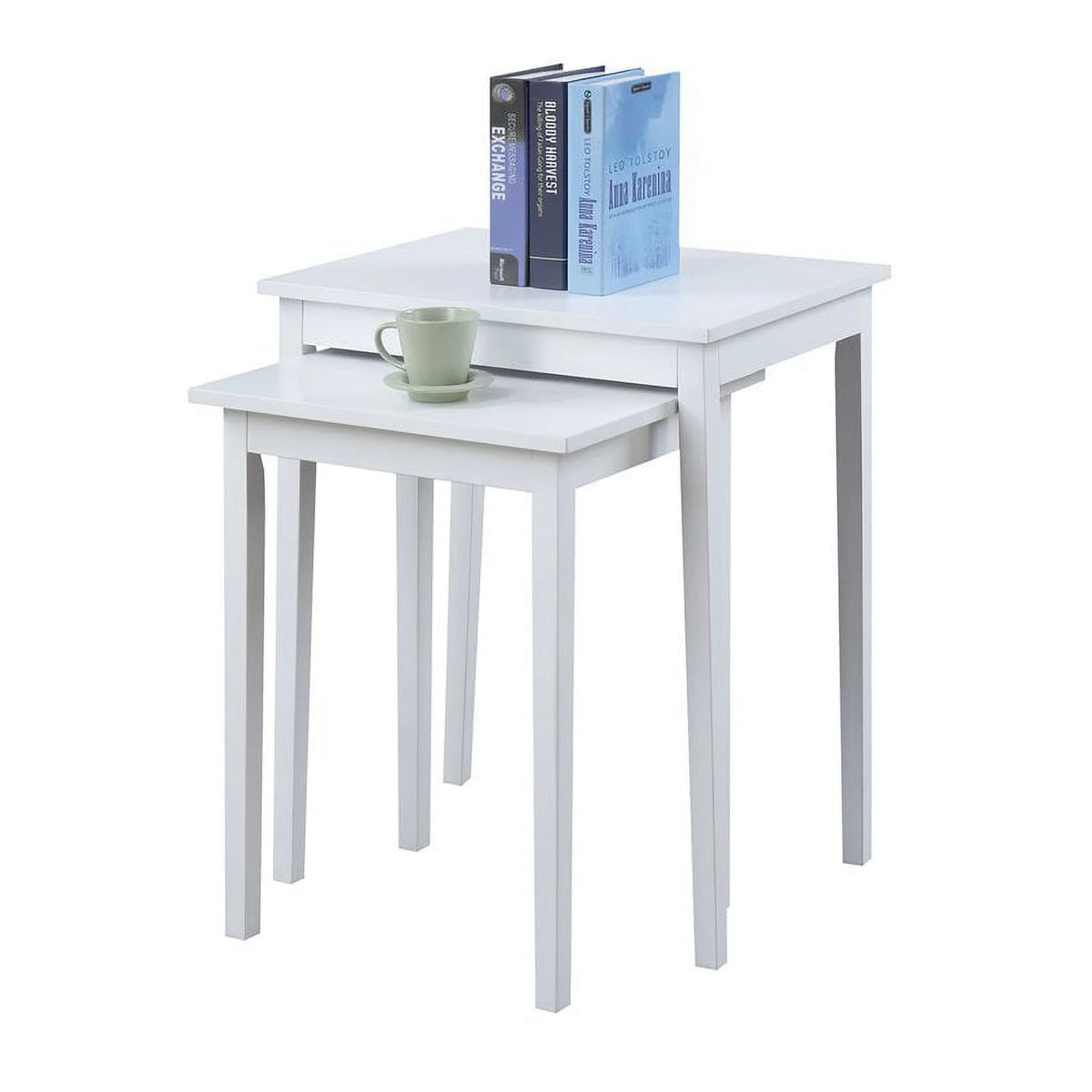 White Wood Nesting End Table Set of 2 F825144