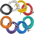 8 Pack of 20 Foot Multi-Color 1/4 Inch TS Right Angle to Straight Guitar Cables A22256