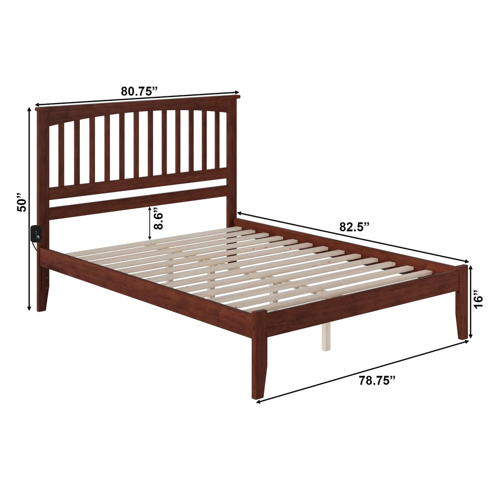 King Platform Bed with Open Foot Board in Walnut E6967