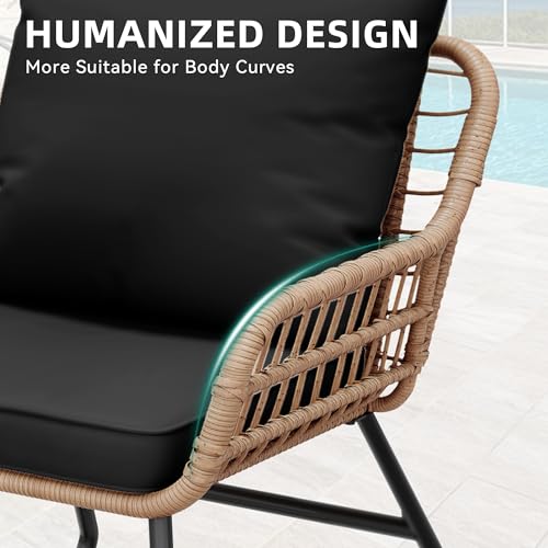 4 Piece Wicker Patio Furniture Set with Cushions and Glass Side Table R14386