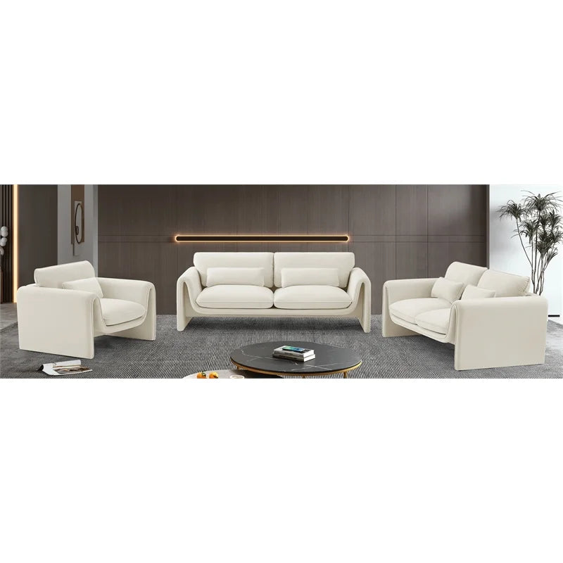 Cream Velvet Loveseat K2468