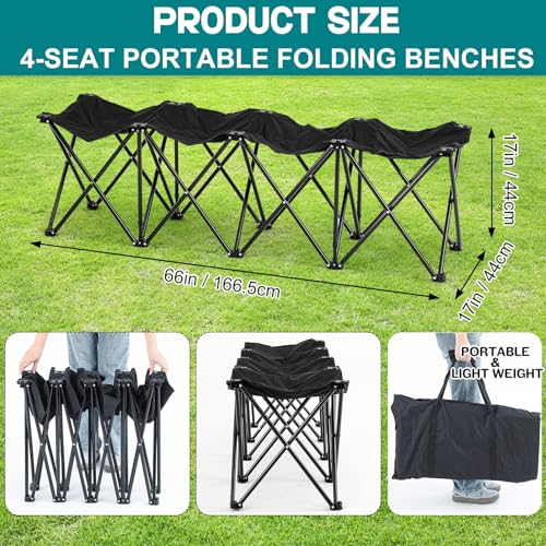 Folding 6 Seats Portable Sports Team Bench with Storage Bag I252599