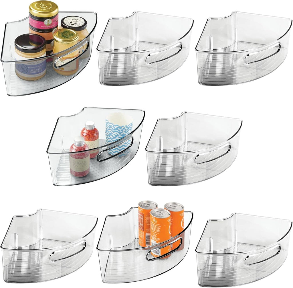 Plastic Lazy Susan Storage Turntable Organizer Bins 8 Pack Smoke Gray Y1073