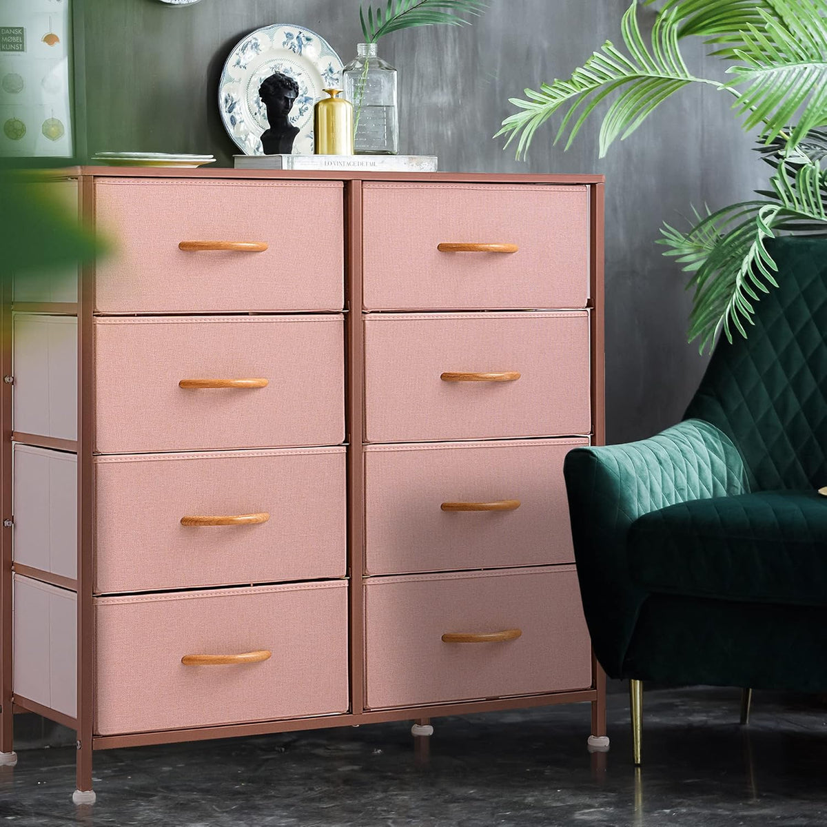 Vertical 5 Fabric Drawer Dresser Storage Tower M3614