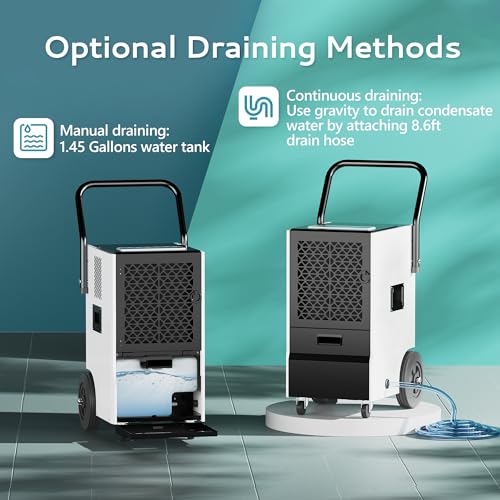 160 Pints Commercial Dehumidifier with Drain Hose, Timer and 4 Wheels I50043
