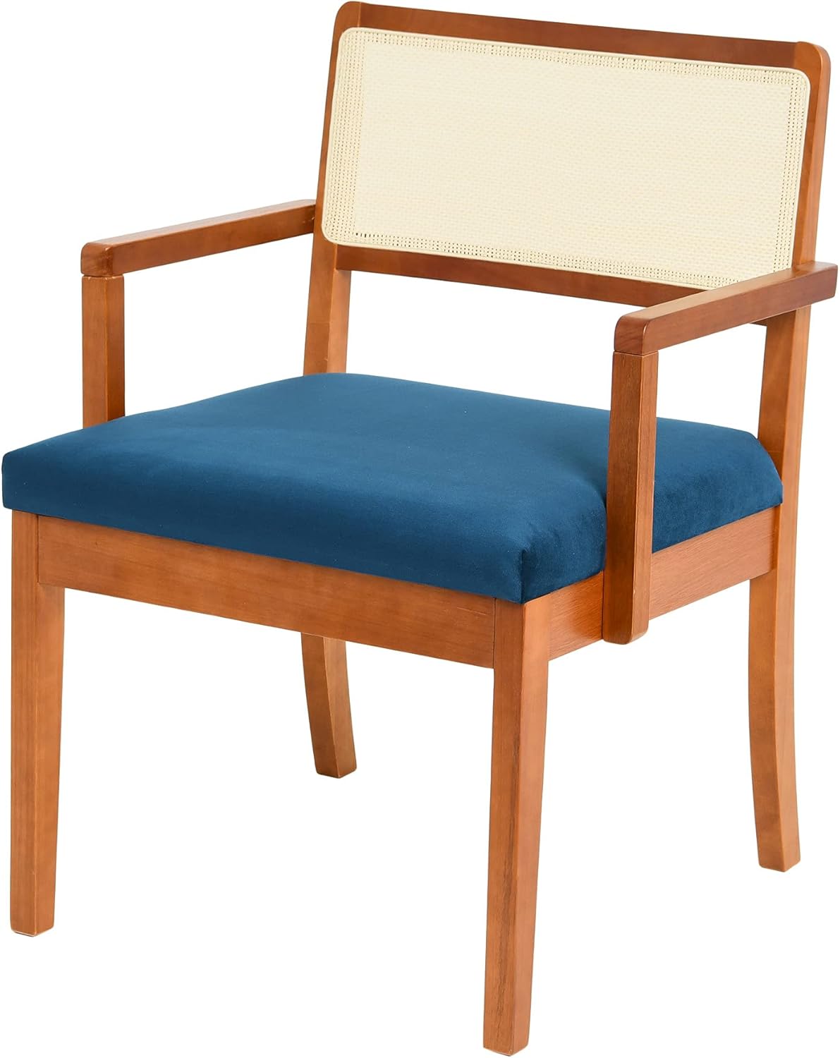 Black Velvet Accent Chair with Natural Cane Back P86519