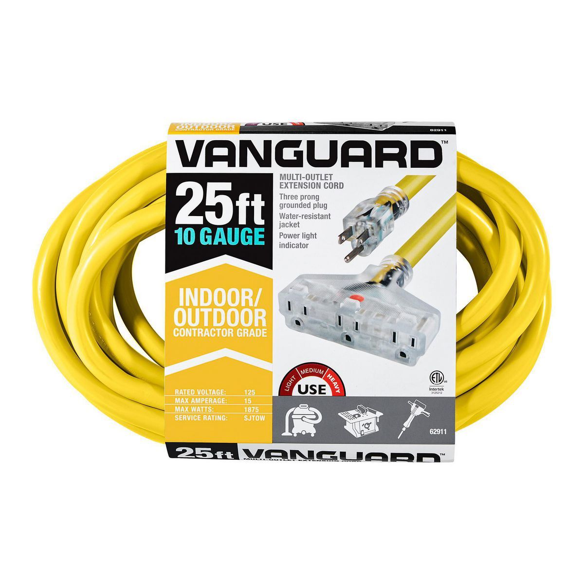 25 ft. 10/3 Gauge Triple-Tap Extension Cord, Yellow P940