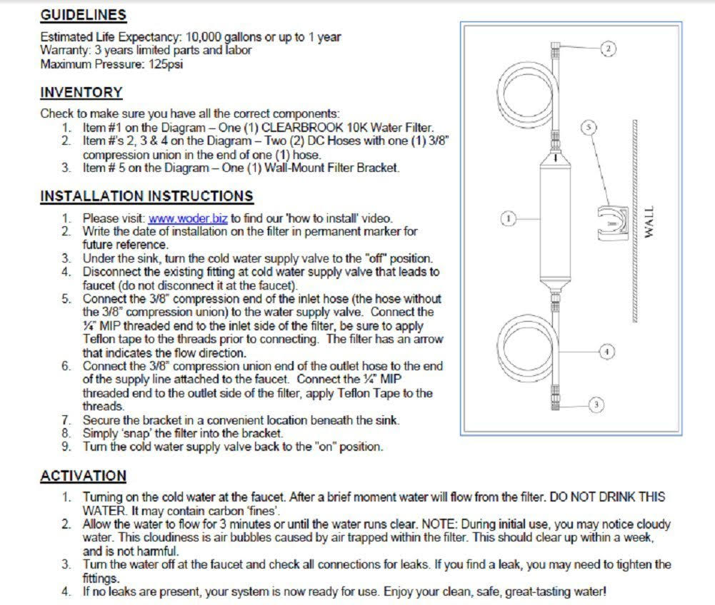 Direct Connect Water Filtration System Under Sink B6032