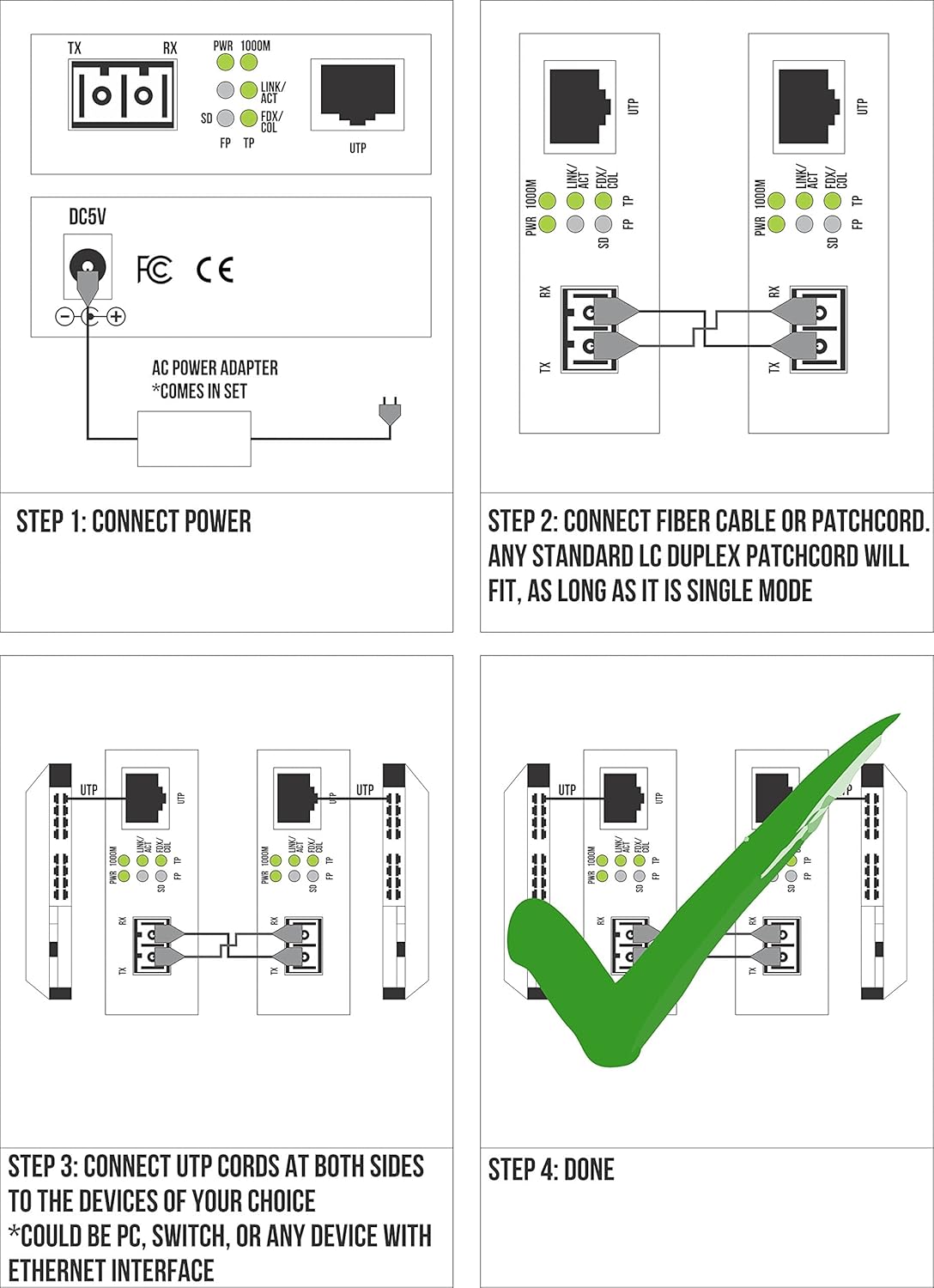 Gigabit Fiber Media Converter with LC SFP X106