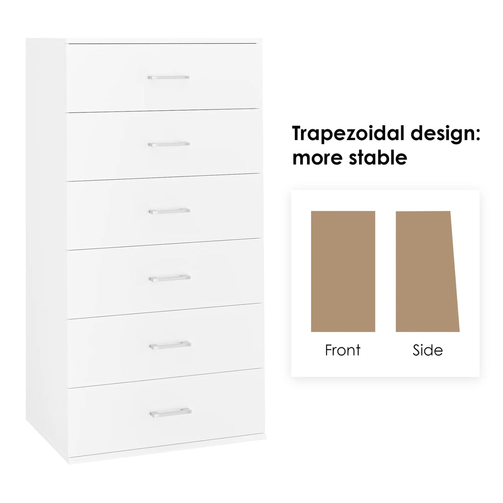 White 6 Drawer Wood Dresser D428