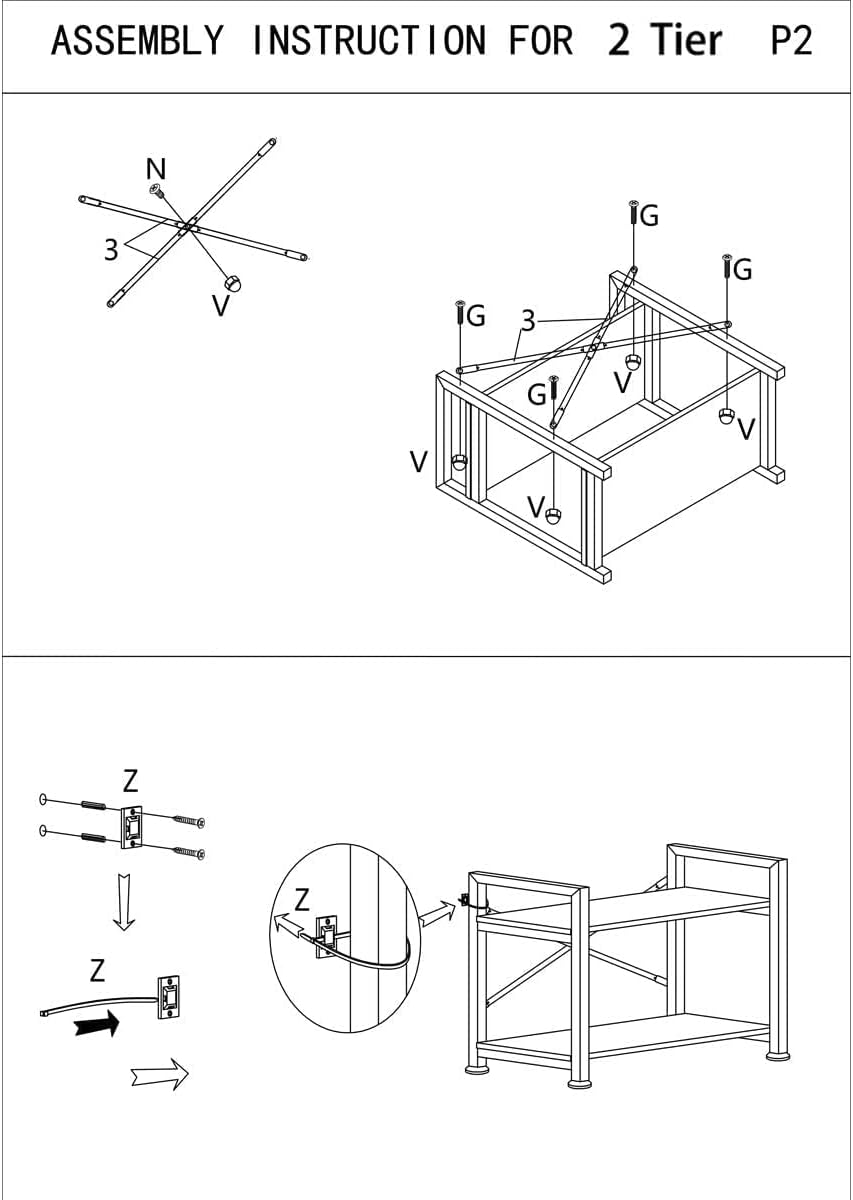 Industrial Style 2 Tier Bookshelf Storage Rack A12032