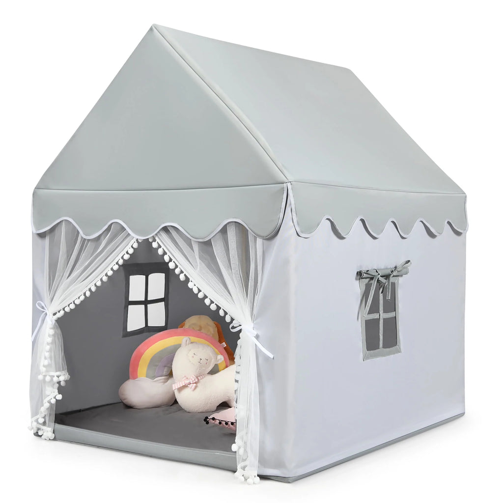 Kids Play Tent Playhouse Castle with Mat Gray H1318