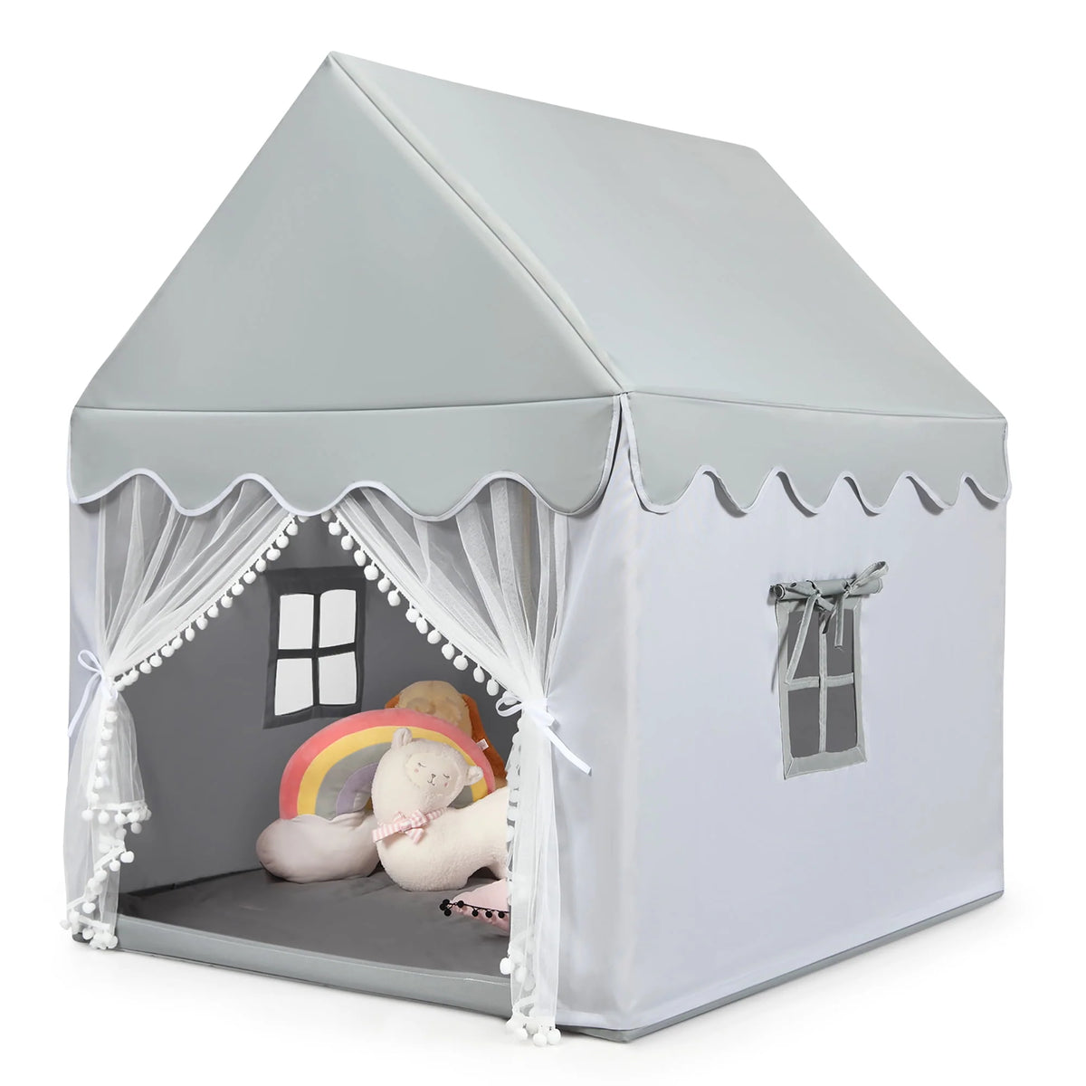 Kids Play Tent Playhouse Castle with Mat Gray H1318