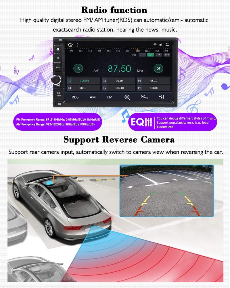 Double Din Touch Screen Car Stereo with Bluetooth 7 Inch F246156