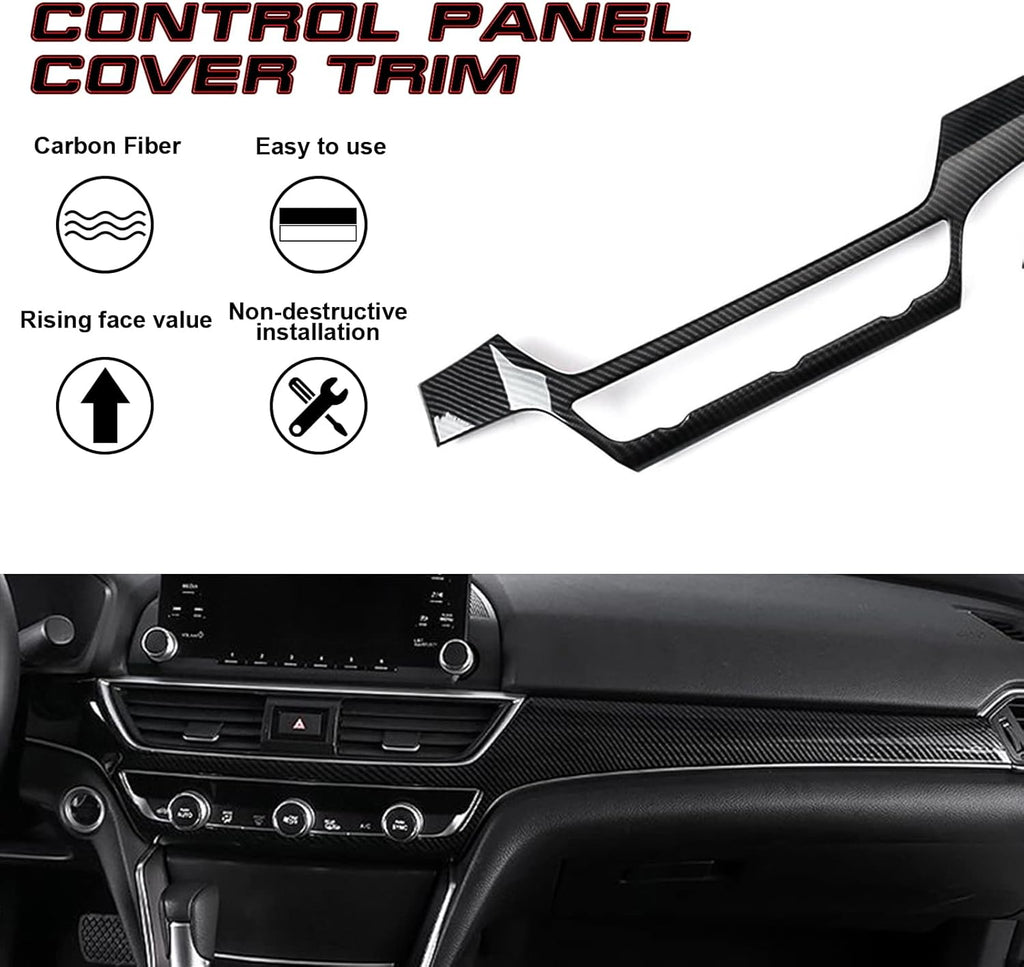 2pcs Carbon Fiber Pattern Console Dashboard AC Switch Button Panel Cover Trim P1417