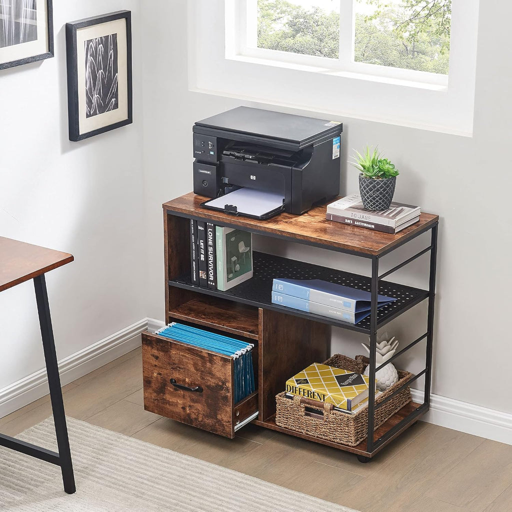 Industrial File Cabinet with Drawer and Open Storage Shelves A9772