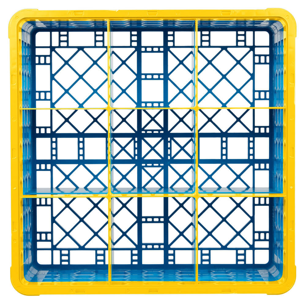 9 Compartment Yellow Glass Rack with 4 Extenders H334