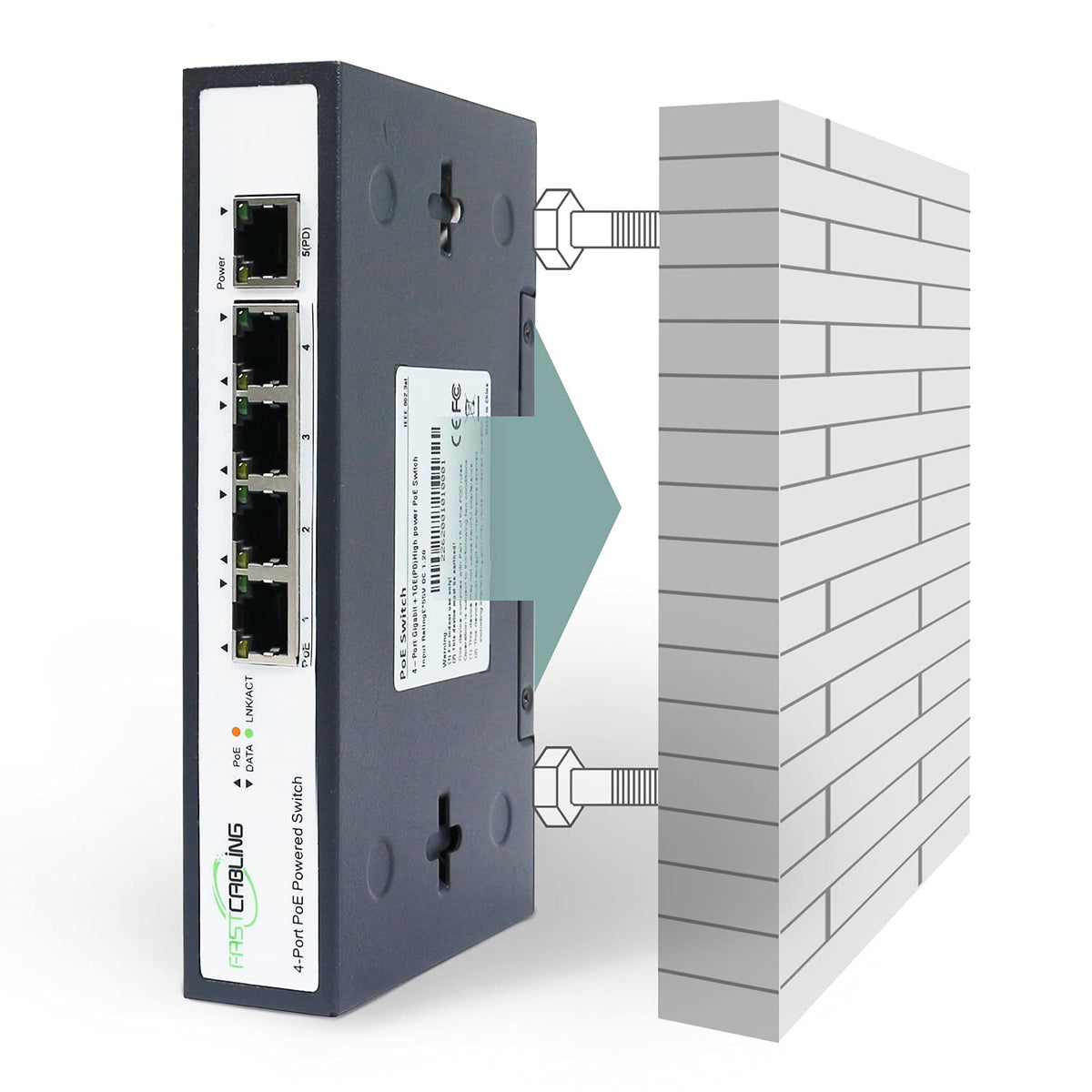 PoE Powered Switch, 65W Passthrough Power, IEEE802.3bt Standard X768546