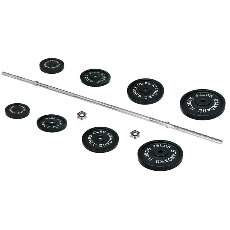 Cast Iron 100-Pound Barbell Set with Star Locks U5501