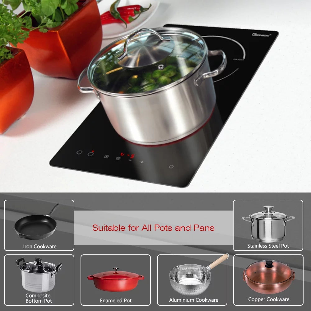 2 Burner Electric Cooktop, 12 Inch Ceramic Cooktop, 3000W R595824