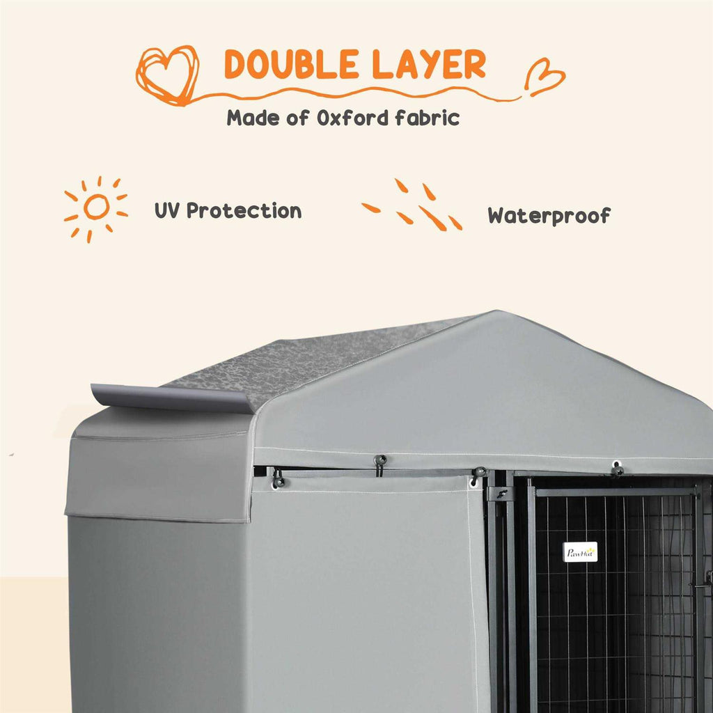 4 x 4 x 6 ft. Outdoor Dog Kennel with Waterproof Canopy I1025