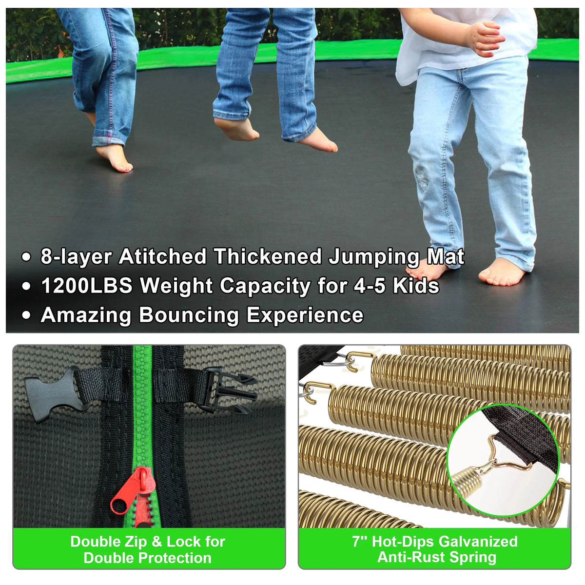 12FT 14FT Trampoline with Enclosure, Basketball Hoop, LED Light and Sprinkler K38434
