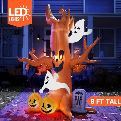 8 FT Halloween Inflatable Scary Tree with Ghost Decorations M997309