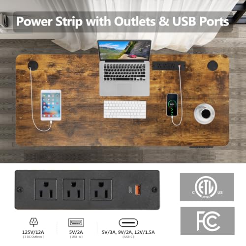 Electric Standing Desk 55 x 24In with Charging Station Y63443