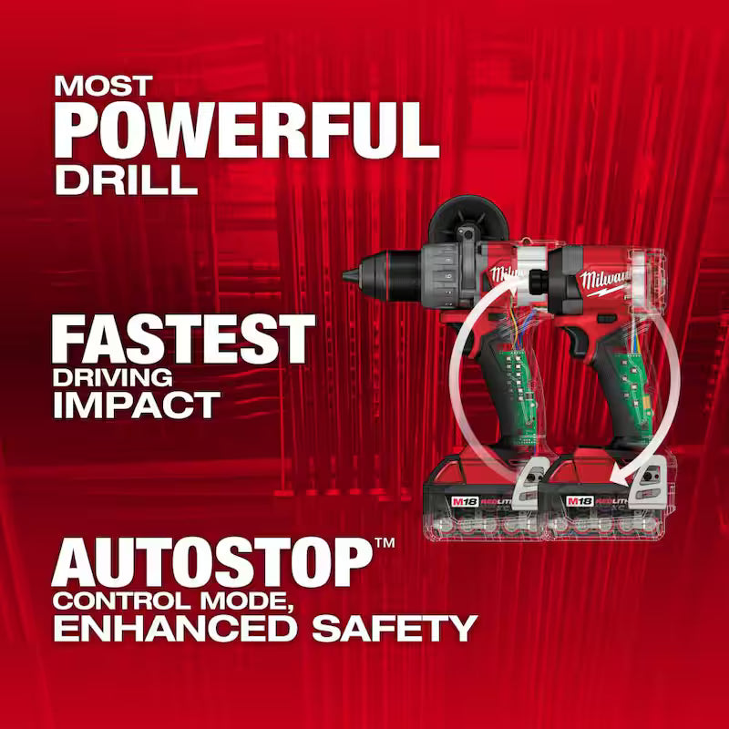 18-Volt Lithium-Ion Brushless Cordless Hammer Drill and Impact Driver Combo Kit with Inflator Z86614