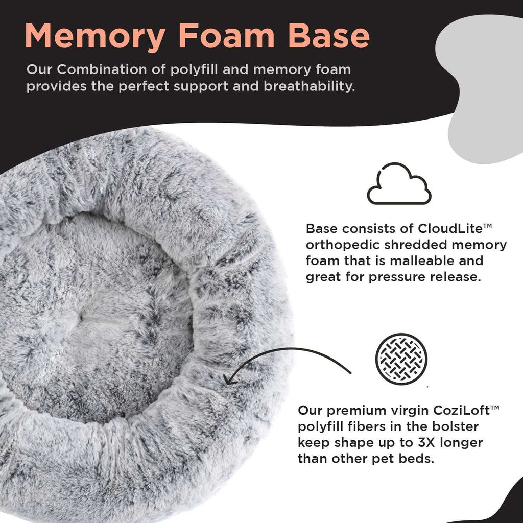 Faux Rabbit Fur Memory Foam Calming Bed R14064