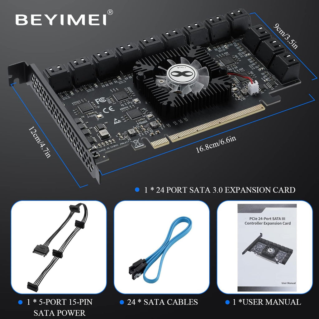 PCIE 16X 24 Ports SATA 3.0 Expansion Card J22746