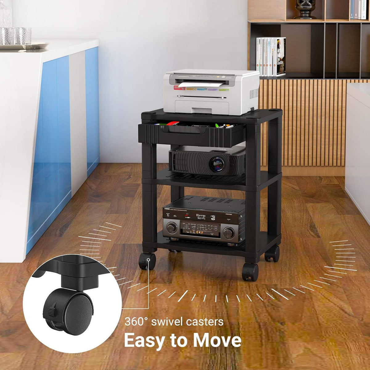 3 Tier Height Adjustable Printer Stand with Drawer T152