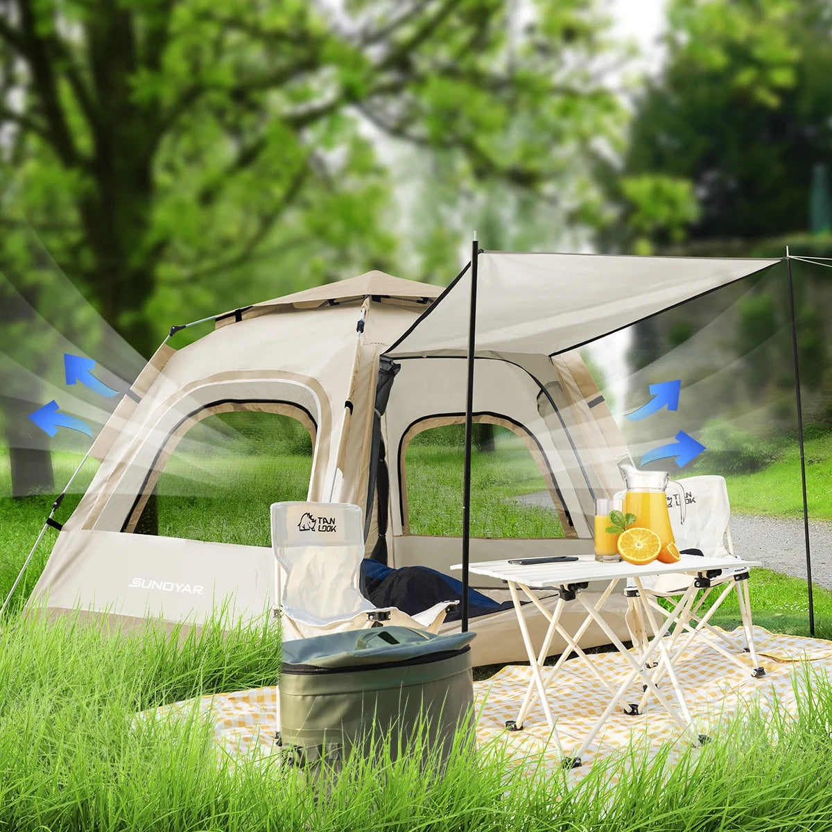6-8 Person Waterproof Tent with Rain Fly and Carrying Bag D1968
